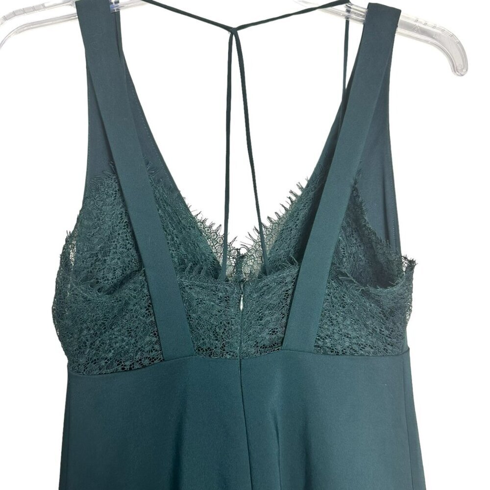 Zara Green Sleeveless Deep V-Neck Mini Dress Lace Trim Strappy Back Design Small - Picture 9 of 15